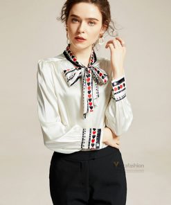Áo nữ cổ thuyền nơ sau xếp ly trước tay lồng đèn